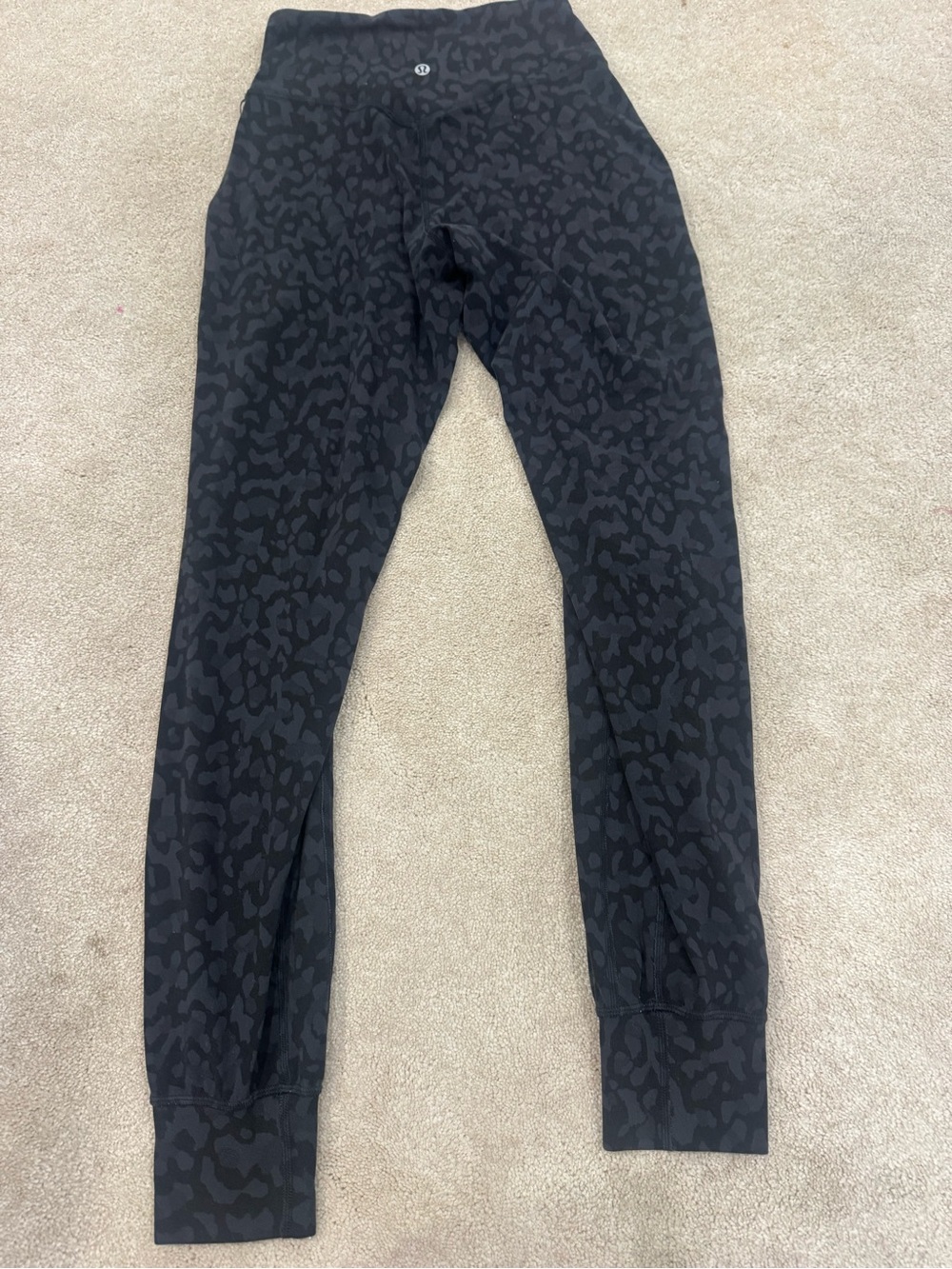 Womens' Lululemon High-Rise Black Leopard Print joggers